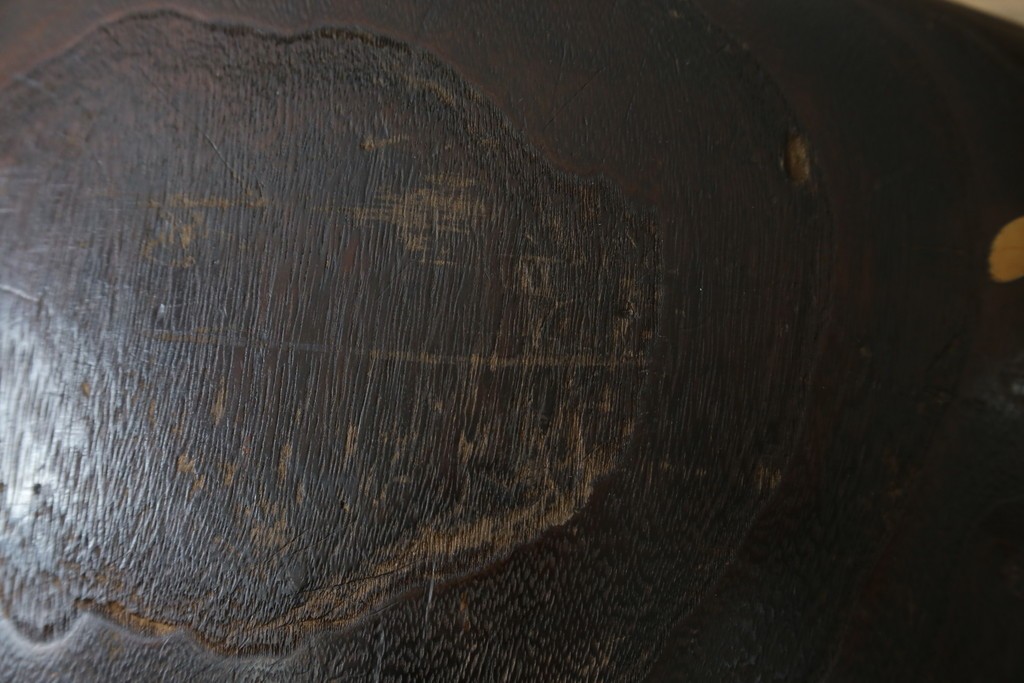 アンティーク雑貨　昭和初期　桐材　蒔絵・螺鈿　柿の図柄が目を引く刳り貫き火鉢　(R-084533)