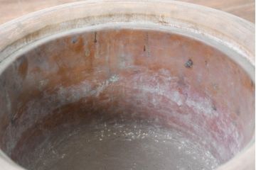 アンティーク雑貨　昭和初期　優しい木の温もり溢れる桐火鉢2点セット(丸火鉢、木製火鉢、手あぶり)(R-084536)