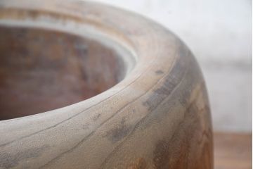 アンティーク雑貨　昭和初期　優しい木の温もり溢れる桐火鉢2点セット(丸火鉢、木製火鉢、手あぶり)(R-084537)