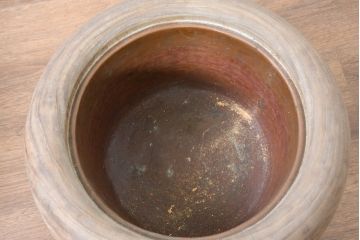 アンティーク雑貨　昭和初期　優しい木の温もり溢れる桐火鉢2点セット(丸火鉢、木製火鉢、手あぶり)(R-084537)