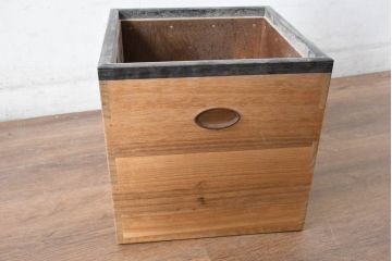 和製ビンテージ　黒柿縁　桐材　和モダンな雰囲気漂う角火鉢2点セット(木製火鉢、手あぶり、ヴィンテージ)(R-084538)