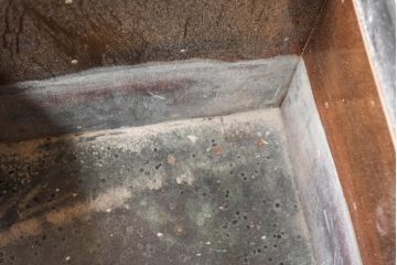 和製ビンテージ　黒柿縁　桐材　和モダンな雰囲気漂う角火鉢2点セット(木製火鉢、手あぶり、ヴィンテージ)(R-084538)