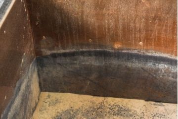 和製ビンテージ　黒柿縁　桐材　和モダンな雰囲気漂う角火鉢2点セット(木製火鉢、手あぶり、ヴィンテージ)(R-084539)
