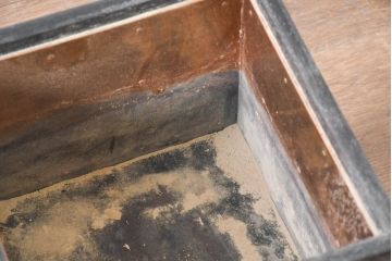 和製ビンテージ　黒柿縁　桐材　和モダンな雰囲気漂う角火鉢2点セット(木製火鉢、手あぶり、ヴィンテージ)(R-084539)