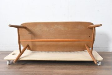 中古　飛騨産業　キツツキ　クラシカルで上品な雰囲気が魅力のウィンザーベンチ(ウィンザーチェア、板座チェア、長イス、長椅子、木製ベンチ、2人掛けベンチ)(R-084541)