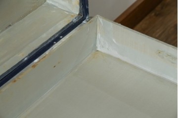 和製ビンテージ　お部屋のアクセントになるジュラルミン船トランク(ジュラルミントランク、舟トランク、アルミトランク、収納、ディスプレイ、ヴィンテージ)(R-084545)