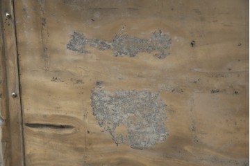 和製ビンテージ　お部屋のアクセントになるジュラルミン船トランク(ジュラルミントランク、舟トランク、アルミトランク、収納、ディスプレイ、ヴィンテージ)(R-084545)