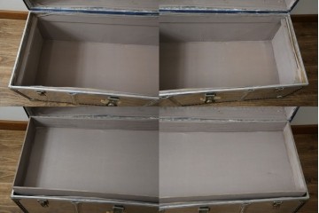 和製ビンテージ　お部屋のアクセントになるジュラルミン船トランク　(R-084547)