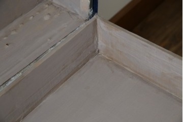 和製ビンテージ　お部屋のアクセントになるジュラルミン船トランク　(R-084547)