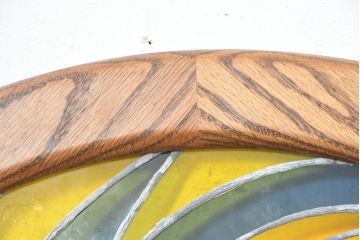 中古　希少!!　作家物!!　ステンドグラス芸術家　伊藤誠二　ステンドグラスのウォールアートパネル・トナカイ(オブジェ、壁飾り)(定価約30万円)(R-084553)