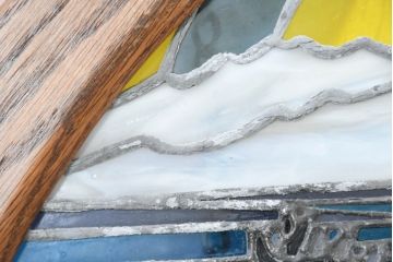 中古　希少!!　作家物!!　ステンドグラス芸術家　伊藤誠二　ステンドグラスのウォールアートパネル・トナカイ(オブジェ、壁飾り)(定価約30万円)(R-084553)