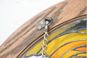 中古　希少!!　作家物!!　ステンドグラス芸術家　伊藤誠二　ステンドグラスのウォールアートパネル・トナカイ(オブジェ、壁飾り)(定価約30万円)(R-084553)