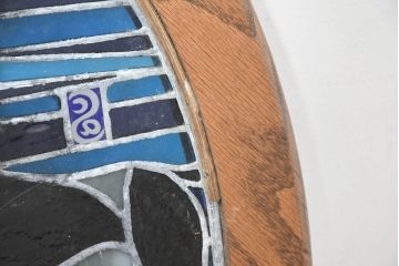 中古　希少!!　作家物!!　ステンドグラス芸術家　伊藤誠二　ステンドグラスのウォールアートパネル・トナカイ(オブジェ、壁飾り)(定価約30万円)(R-084553)
