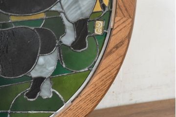 中古　希少!!　作家物!!　ステンドグラス芸術家　伊藤誠二　ステンドグラスのウォールアートパネル・サイ(オブジェ、壁飾り)(定価約30万円)(R-084554)