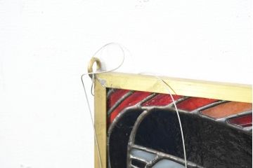 中古　希少!!　作家物!!　ステンドグラス芸術家　伊藤誠二　珍しい和柄(干支・十二支・縁起物)を描いたステンドグラスのウォールアートパネル(オブジェ、壁飾り)(定価約37万円)(R-084557)