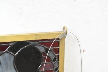 中古　希少!!　作家物!!　ステンドグラス芸術家　伊藤誠二　珍しい和柄(干支・十二支・縁起物)を描いたステンドグラスのウォールアートパネル(オブジェ、壁飾り)(定価約37万円)(R-084557)