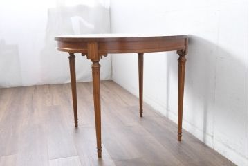 中古　美品　DREXEL HERITAGE(ドレクセルヘリテイジ)　Et Cetera(エトセトラ)コレクション　優美なシルエットが目を引く小振りサイズのラウンドテーブル(ダイニングテーブル、丸テーブル、コーヒーテーブル、カフェテーブル)(R-084559)