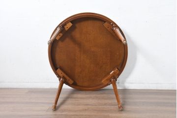 中古　美品　DREXEL HERITAGE(ドレクセルヘリテイジ)　Et Cetera(エトセトラ)コレクション　優美なシルエットが目を引く小振りサイズのラウンドテーブル(ダイニングテーブル、丸テーブル、コーヒーテーブル、カフェテーブル)(R-084559)