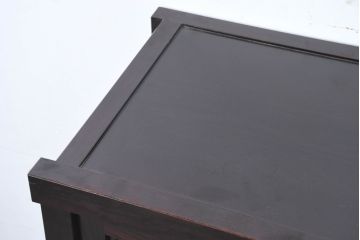 中古　美品!!　栗材　和モダン空間を彩る格子デザインの水屋箪笥(食器棚、戸棚、収納棚、キャビネット)(R-084560)