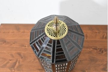中古　希少!!　作家物!!　ステンドグラス芸術家　伊藤誠二　アートピースとして楽しめるステンドグラスの卓上照明(テーブルランプ、テーブルスタンド、卓上ランプ、ナイトスタンド、ガラスアート、オブジェ)(定価約38万円)(R-084561)
