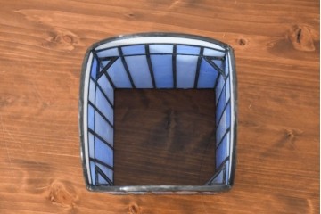 中古　希少!!　作家物!!　ステンドグラス芸術家　伊藤誠二　直線と曲線が織りなすキャンドルシェード　定価約12万円相当　(R-084571)