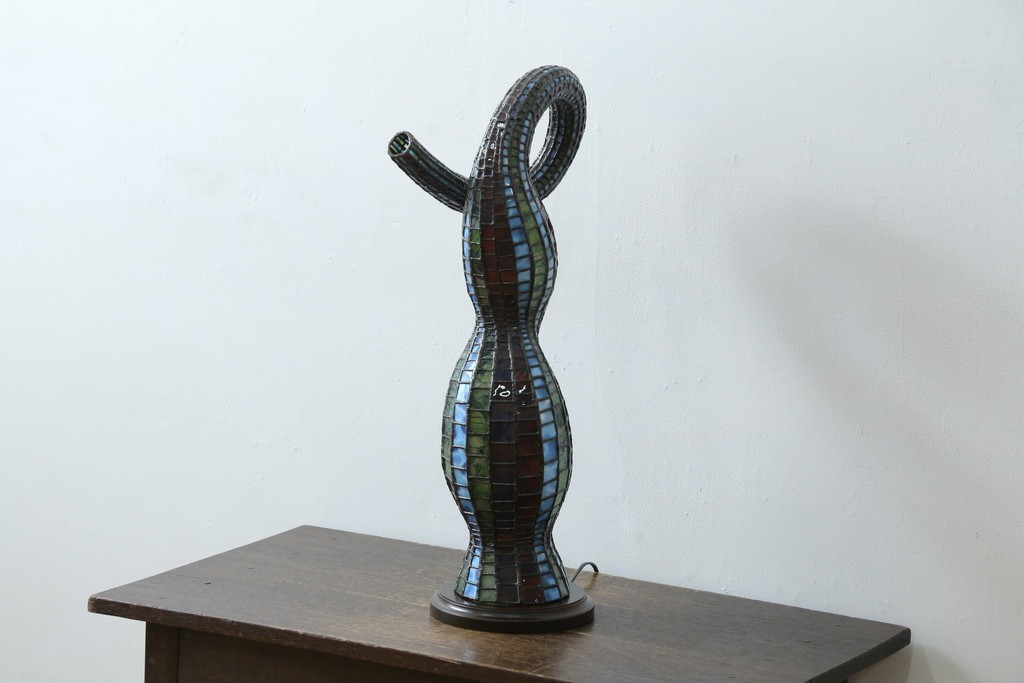 中古　希少!!　作家物!!　ステンドグラス芸術家　伊藤誠二　ひょうたん型の卓上照明　定価約45万円　(R-084574)