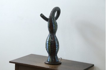 中古　希少!!　作家物!!　ステンドグラス芸術家　伊藤誠二　ひょうたん型の卓上照明　定価約45万円　(R-084574)