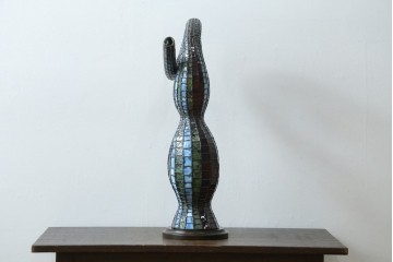 中古　希少!!　作家物!!　ステンドグラス芸術家　伊藤誠二　ひょうたん型の卓上照明　定価約45万円　(R-084574)