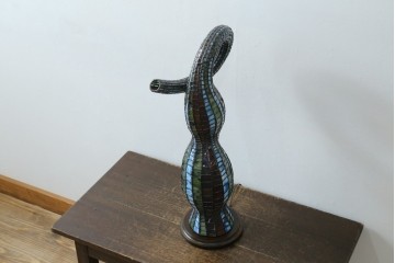 中古　希少!!　作家物!!　ステンドグラス芸術家　伊藤誠二　ひょうたん型の卓上照明　定価約45万円　(R-084574)