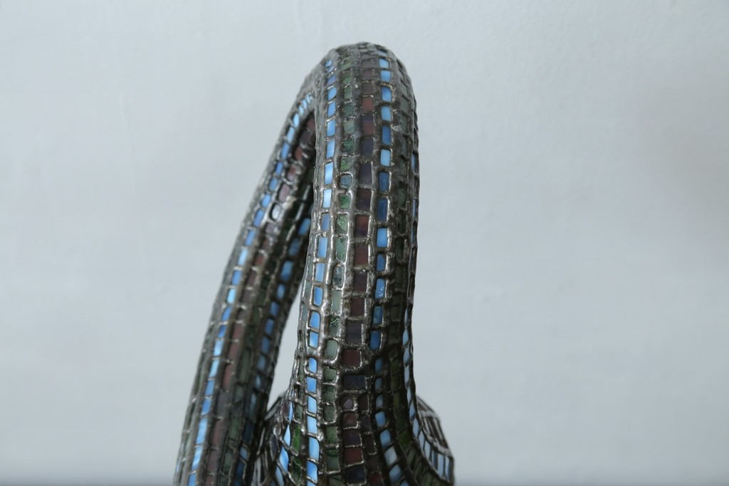 中古　希少!!　作家物!!　ステンドグラス芸術家　伊藤誠二　ひょうたん型の卓上照明　定価約45万円　(R-084574)