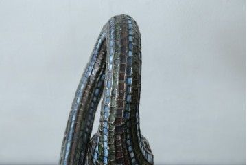 中古　希少!!　作家物!!　ステンドグラス芸術家　伊藤誠二　ひょうたん型の卓上照明　定価約45万円　(R-084574)