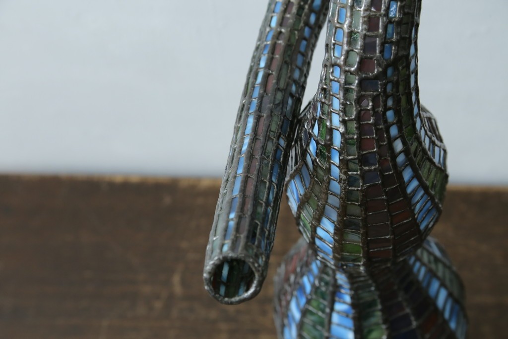 中古　希少!!　作家物!!　ステンドグラス芸術家　伊藤誠二　ひょうたん型の卓上照明　定価約45万円　(R-084574)