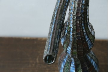 中古　希少!!　作家物!!　ステンドグラス芸術家　伊藤誠二　ひょうたん型の卓上照明　定価約45万円　(R-084574)