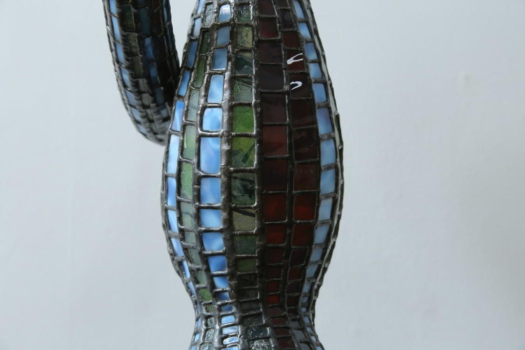 中古　希少!!　作家物!!　ステンドグラス芸術家　伊藤誠二　ひょうたん型の卓上照明　定価約45万円　(R-084574)