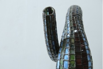 中古　希少!!　作家物!!　ステンドグラス芸術家　伊藤誠二　ひょうたん型の卓上照明　定価約45万円　(R-084574)