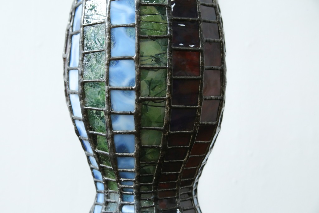 中古　希少!!　作家物!!　ステンドグラス芸術家　伊藤誠二　ひょうたん型の卓上照明　定価約45万円　(R-084574)