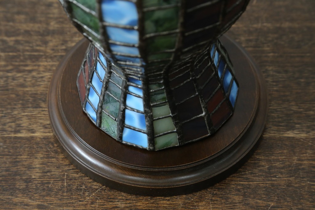 中古　希少!!　作家物!!　ステンドグラス芸術家　伊藤誠二　ひょうたん型の卓上照明　定価約45万円　(R-084574)