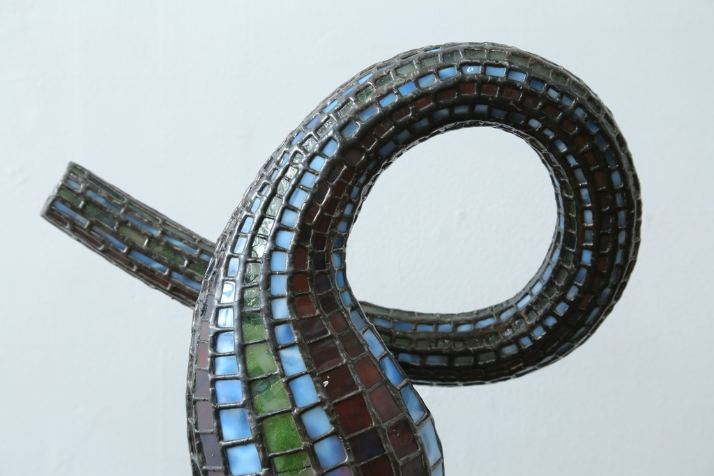 中古　希少!!　作家物!!　ステンドグラス芸術家　伊藤誠二　ひょうたん型の卓上照明　定価約45万円　(R-084574)