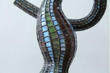 中古　希少!!　作家物!!　ステンドグラス芸術家　伊藤誠二　ひょうたん型の卓上照明　定価約45万円　(R-084574)