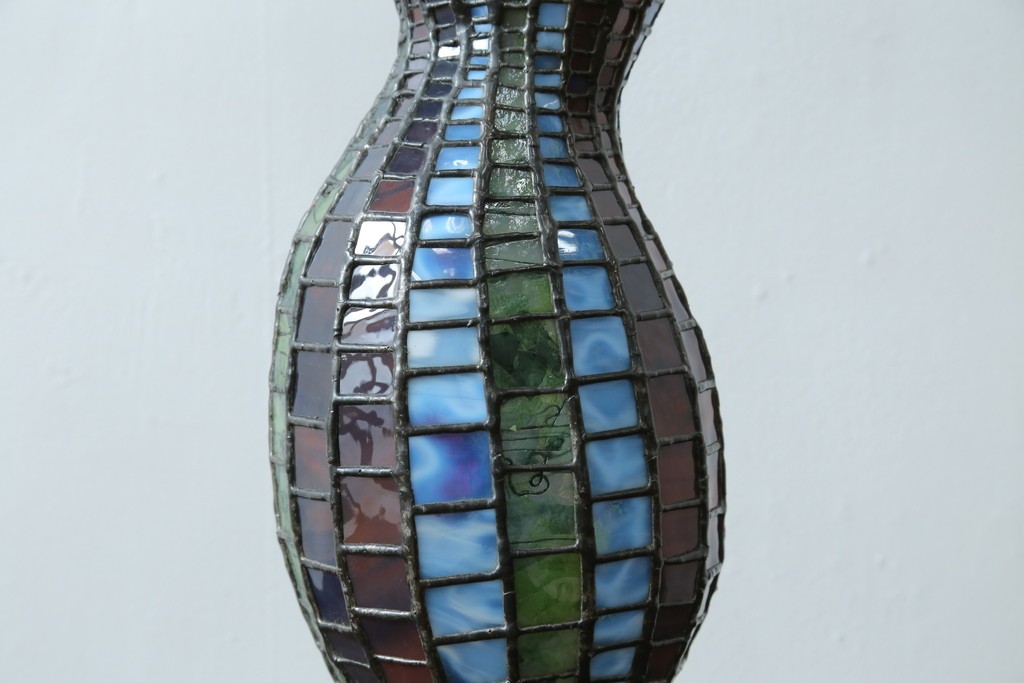 中古　希少!!　作家物!!　ステンドグラス芸術家　伊藤誠二　ひょうたん型の卓上照明　定価約45万円　(R-084574)