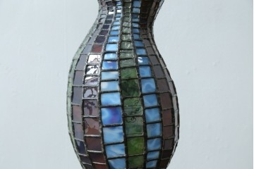 中古　希少!!　作家物!!　ステンドグラス芸術家　伊藤誠二　ひょうたん型の卓上照明　定価約45万円　(R-084574)