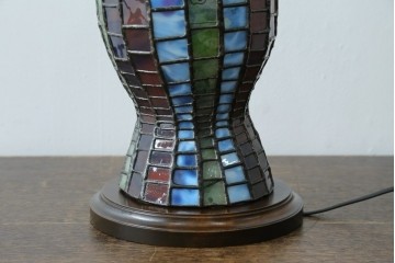 中古　希少!!　作家物!!　ステンドグラス芸術家　伊藤誠二　ひょうたん型の卓上照明　定価約45万円　(R-084574)