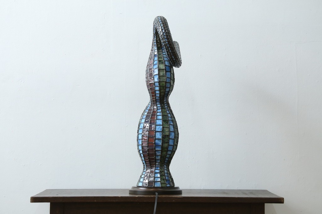 中古　希少!!　作家物!!　ステンドグラス芸術家　伊藤誠二　ひょうたん型の卓上照明　定価約45万円　(R-084574)