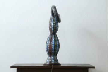 中古　希少!!　作家物!!　ステンドグラス芸術家　伊藤誠二　ひょうたん型の卓上照明　定価約45万円　(R-084574)