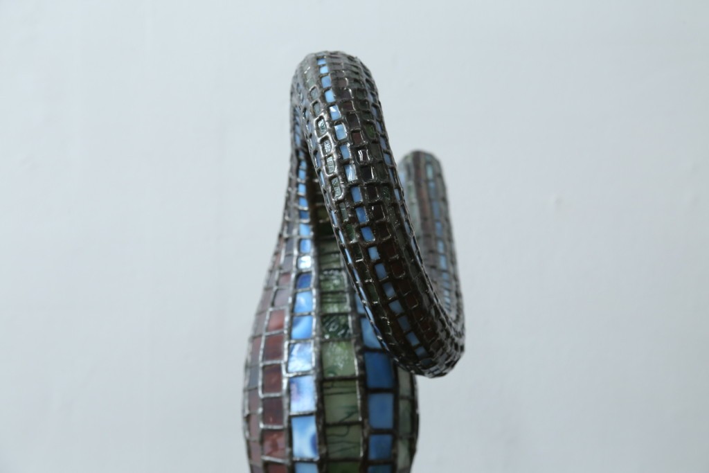 中古　希少!!　作家物!!　ステンドグラス芸術家　伊藤誠二　ひょうたん型の卓上照明　定価約45万円　(R-084574)