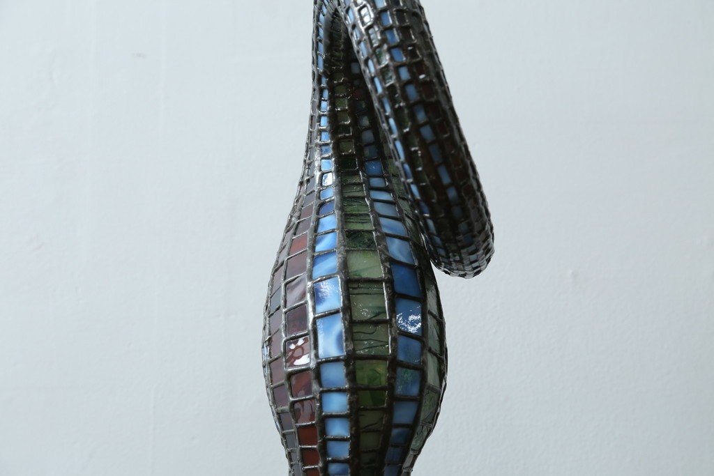 中古　希少!!　作家物!!　ステンドグラス芸術家　伊藤誠二　ひょうたん型の卓上照明　定価約45万円　(R-084574)