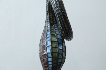 中古　希少!!　作家物!!　ステンドグラス芸術家　伊藤誠二　ひょうたん型の卓上照明　定価約45万円　(R-084574)