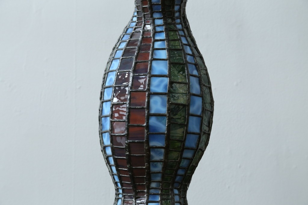 中古　希少!!　作家物!!　ステンドグラス芸術家　伊藤誠二　ひょうたん型の卓上照明　定価約45万円　(R-084574)