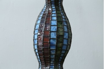 中古　希少!!　作家物!!　ステンドグラス芸術家　伊藤誠二　ひょうたん型の卓上照明　定価約45万円　(R-084574)