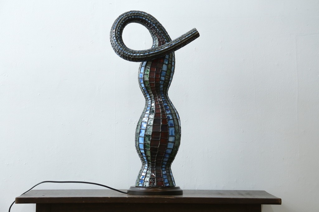 中古　希少!!　作家物!!　ステンドグラス芸術家　伊藤誠二　ひょうたん型の卓上照明　定価約45万円　(R-084574)